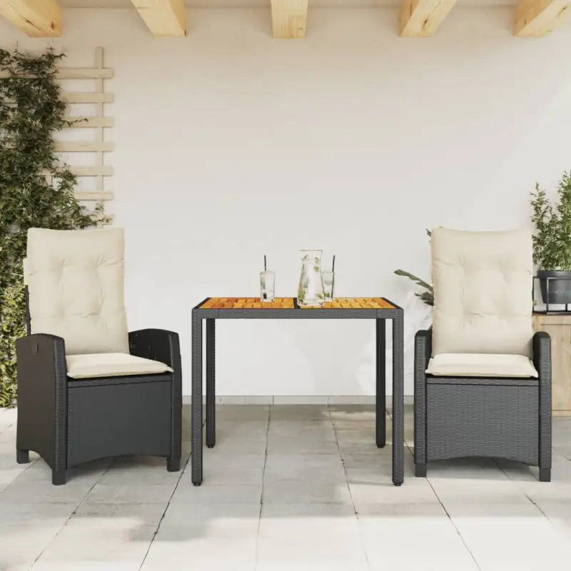 Verstelbare tuinstoelen set in zwart materiaal met gepoedercoat staal - 90 cm tafellengte / Zonder voetensteun