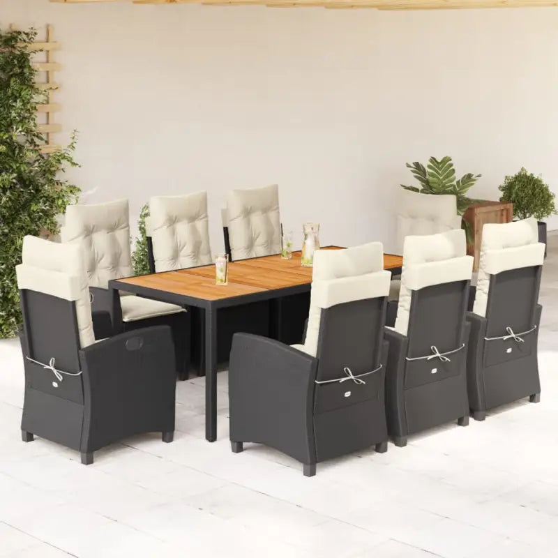 Verstelbare tuinstoelen set in zwart materiaal met gepoedercoat staal - 190 cm tafellengte / Zonder voetensteun