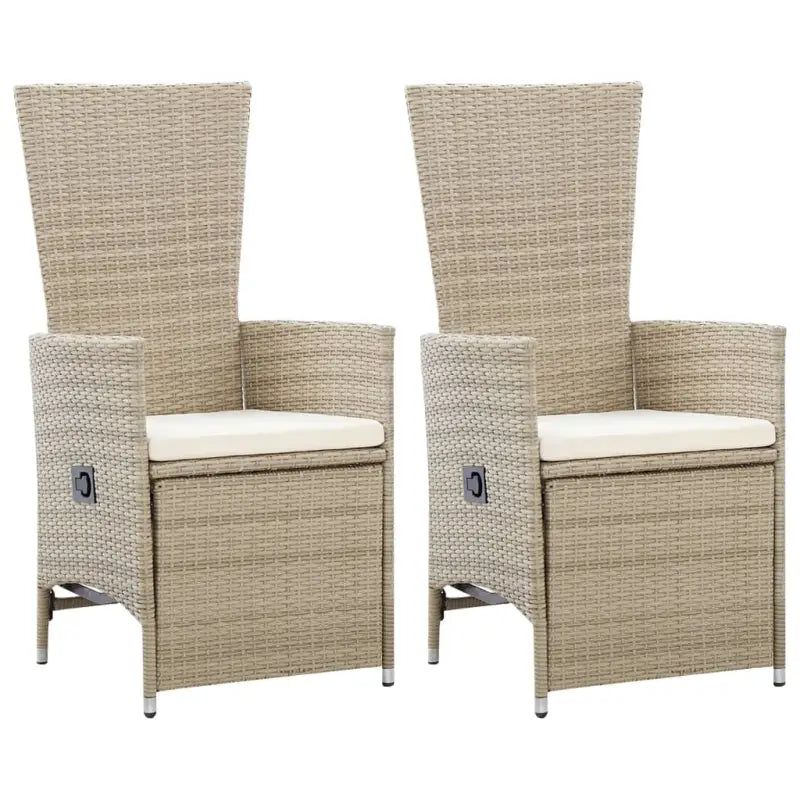 Verstelbare tuinstoelen van poly rattan in zwart materiaal - Beige / 2 - Tuinstoelen