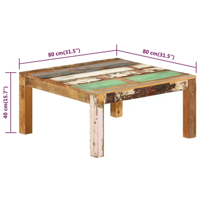 Vierkante salontafel van massief gerecycled hout voor landelijke stijl - Salontafels
