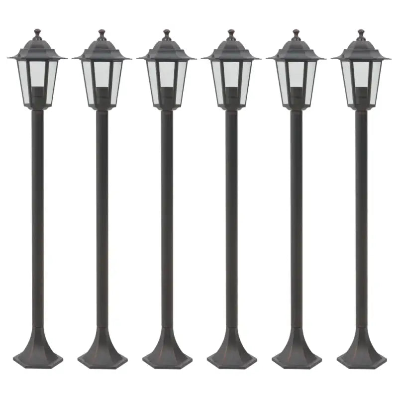 Vijfdelige tuinlampenset met PVC lampenkap en duurzame levering bevat - Brons / 6 / 1 - Buitenverlichting