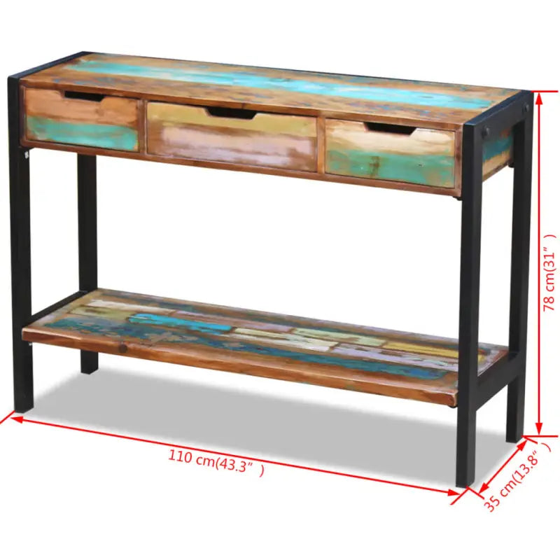 Vintage dressoir van massief gerecycled hout met stalen frame - Dressoirs & buffetkasten