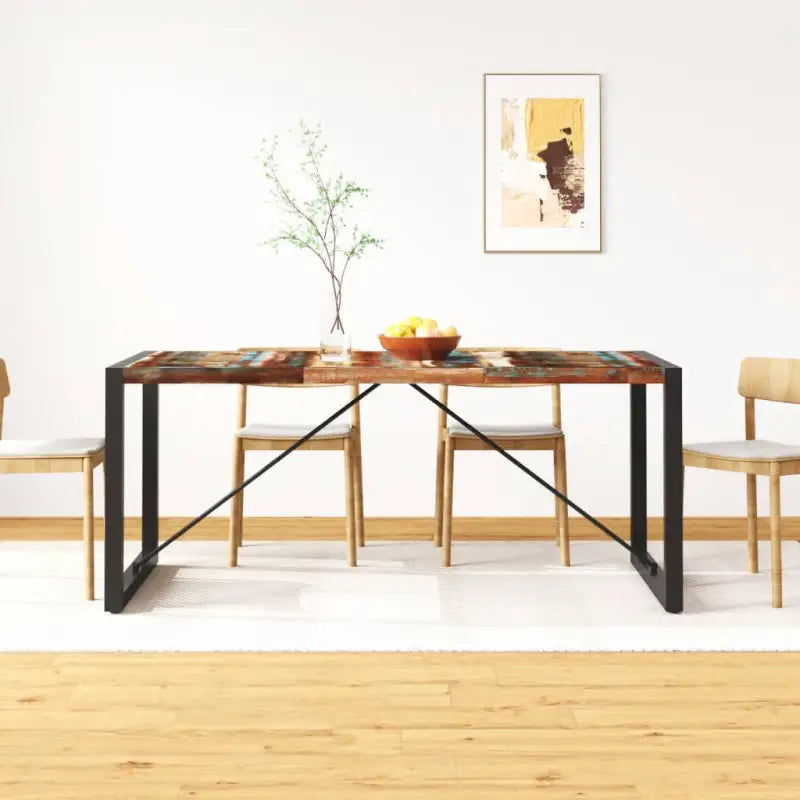 Vintage eettafel van massief gerecycled hout voor een opvallende woonruimte - Multikleur / 1 / 180 cm - Eettafels