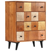 Vintage houten ladekast van massief acaciahout met metalen details - 60 x 30 x 75 cm / 1 - Commodes & ladekasten