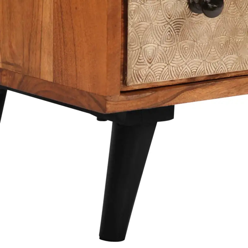 Vintage houten ladekast van massief acaciahout met metalen details - 60 x 30 x 75 cm / 1 - Commodes & ladekasten
