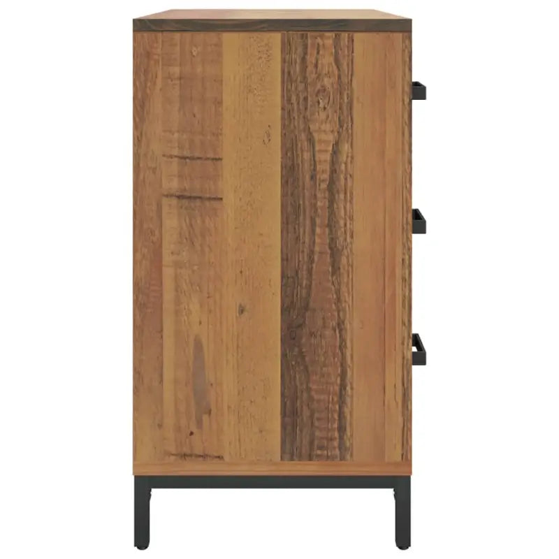 Vintage houten ladekast van massief grenenhout met metalen poten - Commodes & ladekasten