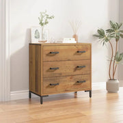 Vintage houten ladekast van massief grenenhout met metalen poten - Commodes & ladekasten