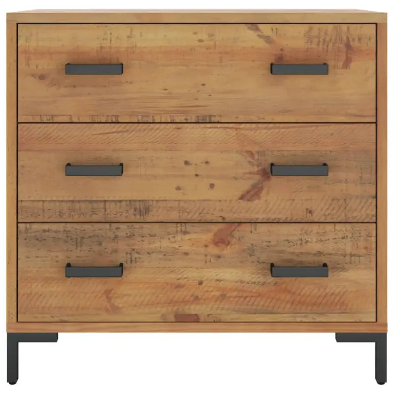 Vintage houten ladekast van massief grenenhout met metalen poten - Commodes & ladekasten