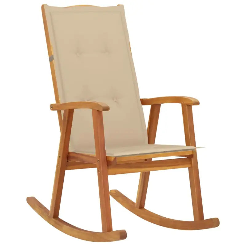 Vintage houten schommelstoel van massief acaciahout met elastische band - Tuinstoelen
