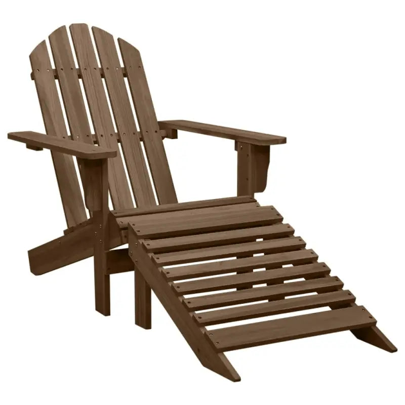 Vintage Houten Tuinstoelen met Voetenbank for Buitenruimte - Bruin / 1 - Tuinstoelen