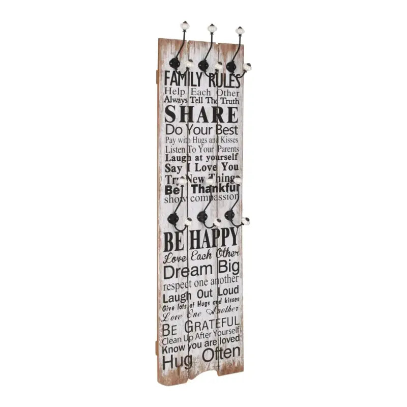 Vintage stijl kapstok met metalen haken en levering bevat - Family Rules / 1 - Kapstokken
