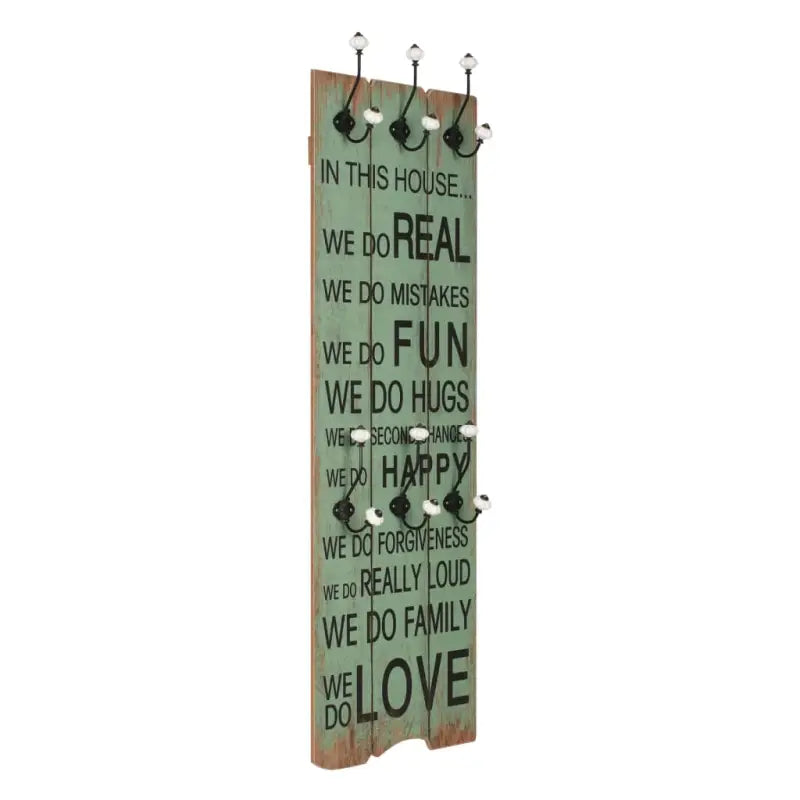 Vintage stijl kapstok met metalen haken en levering bevat - Happy Love / 1 - Kapstokken