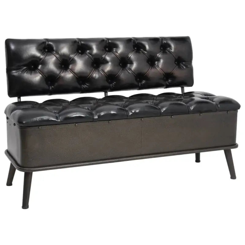 Vintage stijl opberg- en halbankje voor in huis - Zwart / 110 x 52 x 75 cm - Opberg- & halbankjes