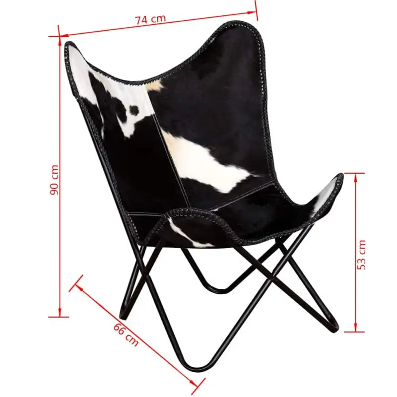 Vintage vlinderstoel met echt rundleer en ijzeren frame voor comfort - Fauteuils & Relaxfauteuils