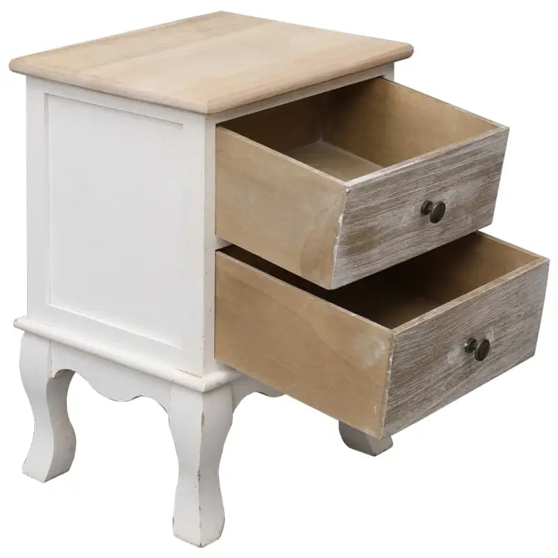 Vintagestijl houten nachtkastje van paulowniahout voor in huis en naast de bank - Nachtkastjes