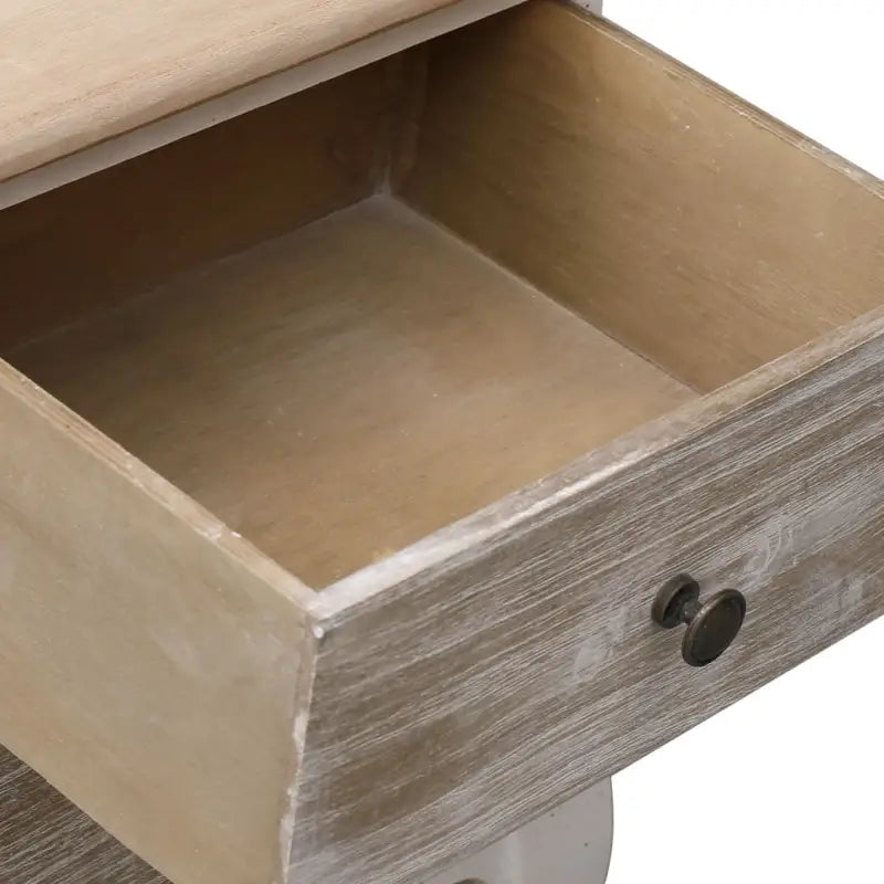 Vintagestijl houten nachtkastje van paulowniahout voor in huis en naast de bank - Nachtkastjes
