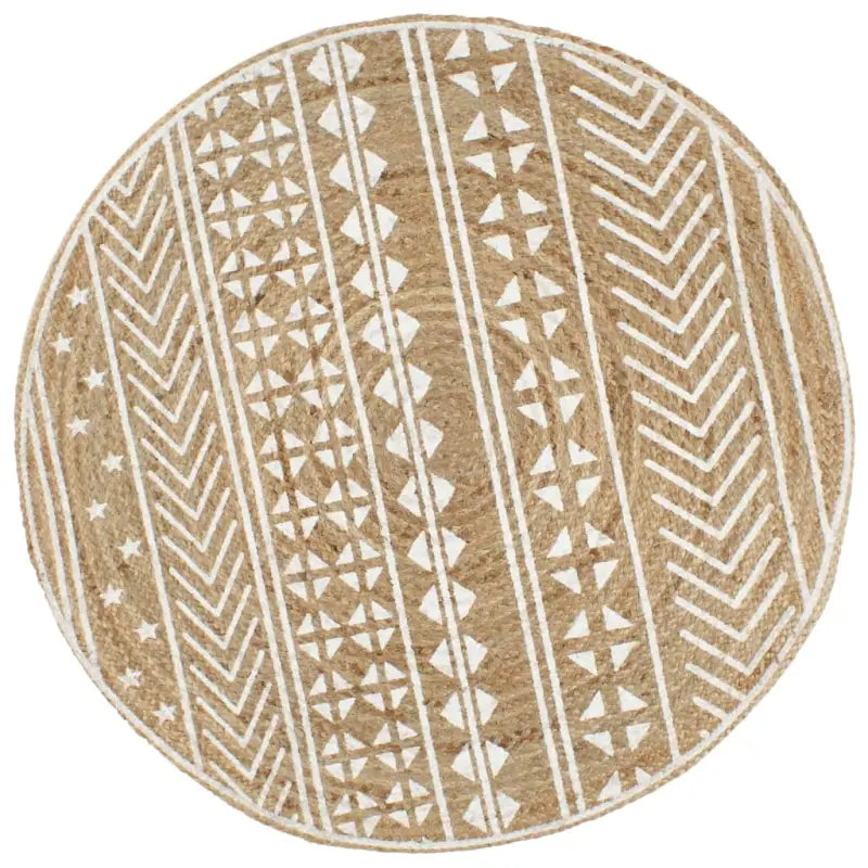 Vloerkleed met driehoek print van gevlochten jute voor een natuurlijke look - 90 cm / Geometrisch patroon - Vloerkleden
