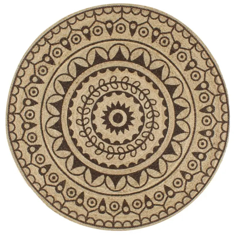 Vloerkleed met driehoek print van gevlochten jute voor een natuurlijke look - 150 cm / Bruin bloempatroon - Vloerkleden