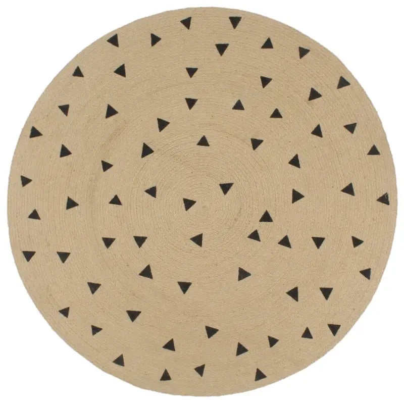 Vloerkleed met driehoek print van gevlochten jute voor een natuurlijke look - 90 cm / Driehoeken - Vloerkleden