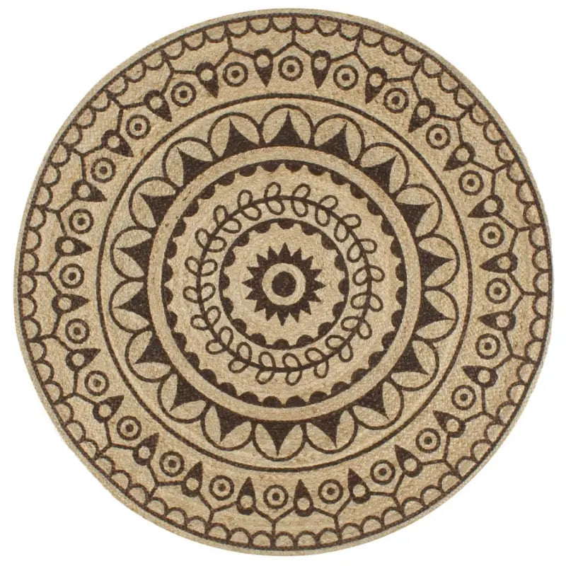 Vloerkleed met driehoek print van gevlochten jute voor een natuurlijke look - 90 cm / Bruin bloempatroon - Vloerkleden