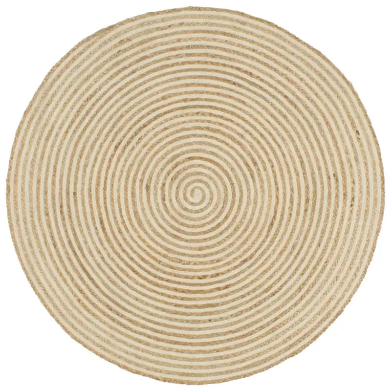 Vloerkleed met spiraal ontwerp van gevlochten jute voor een natuurlijke uitstraling - Wit / 90 cm - Vloerkleden