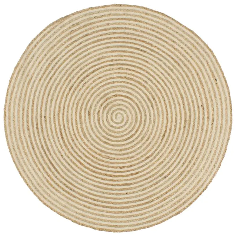 Vloerkleed met spiraal ontwerp van gevlochten jute voor een natuurlijke uitstraling - Wit / 120 cm - Vloerkleden