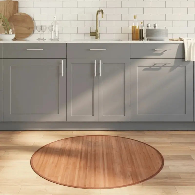 Vloerkleed van Bamboe met neutrale kleuren en gemakkelijk schoon te maken - Naturel / 100 cm - Vloerkleden