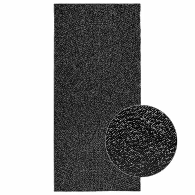 Vloerkleed voor binnen en buiten met gezellige sfeer - Antraciet / 100 x 200 cm / Rond - Vloerkleden