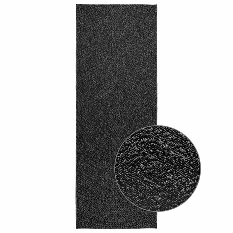 Vloerkleed voor binnen en buiten met gezellige sfeer - Antraciet / 80 x 200 cm / Rond - Vloerkleden
