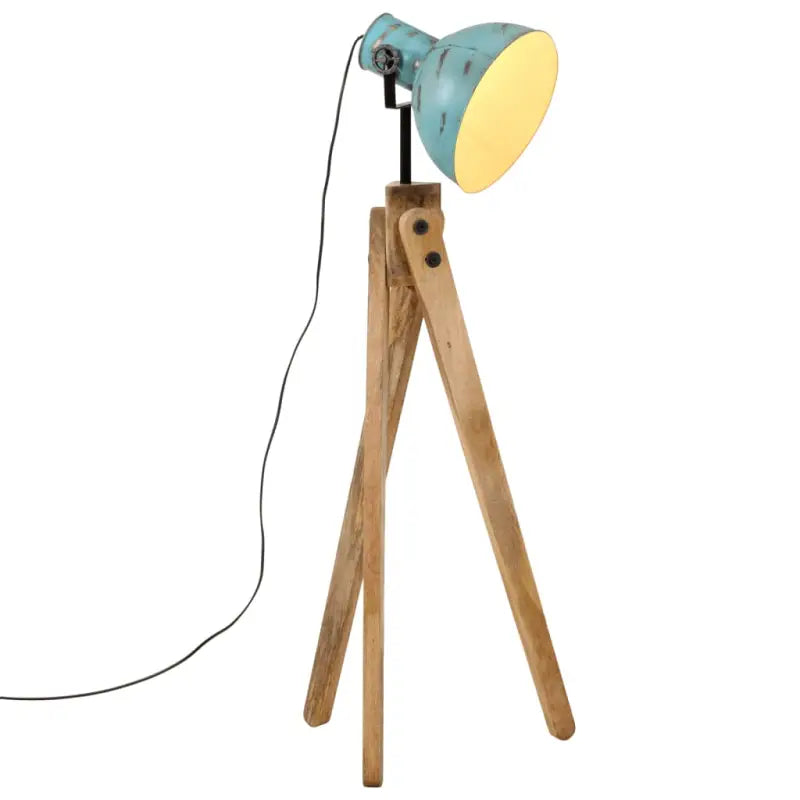 Vloerlamp van massief mangohout met E27 fitting in verweerd rood - Blauw / 1 - Lampen