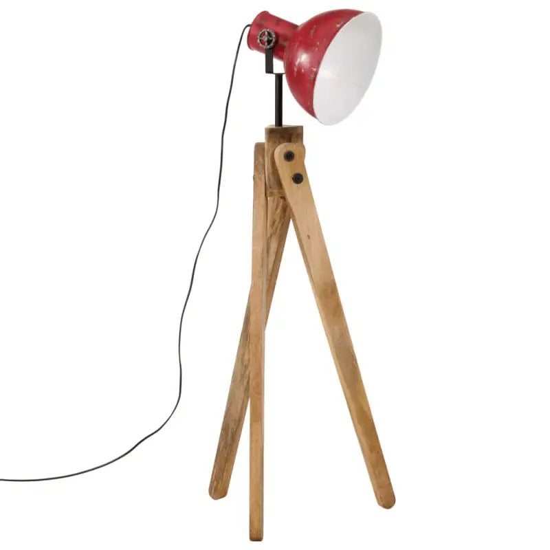 Vloerlamp van massief mangohout met E27 fitting in verweerd rood - Lampen