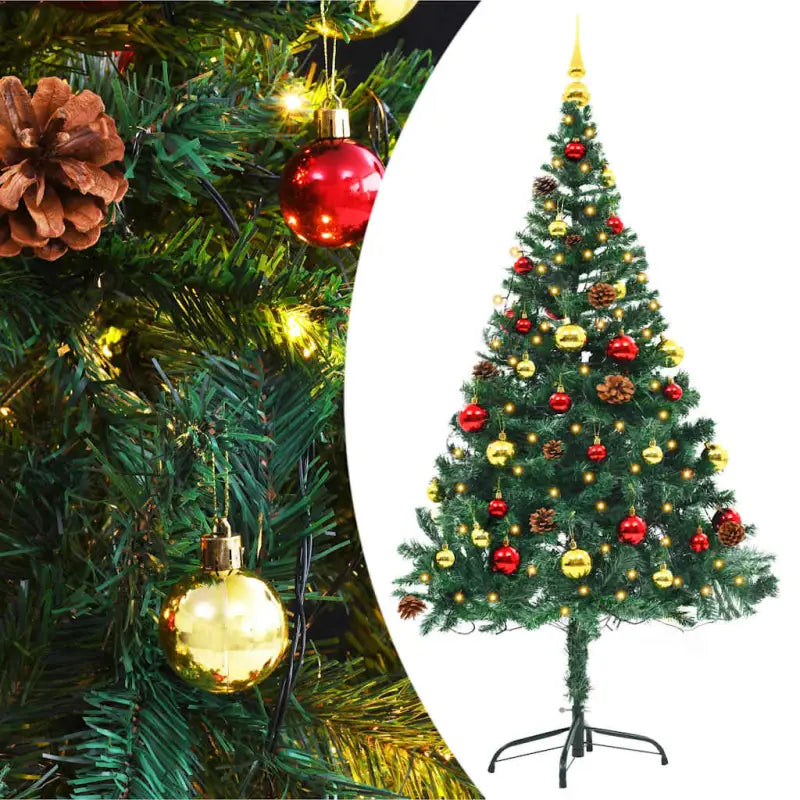 Volledig versierde kunstkerstboom voor zowel binnen- als buitengebruik - Groen / 150 x 80 cm / 1 - Kerstbomen