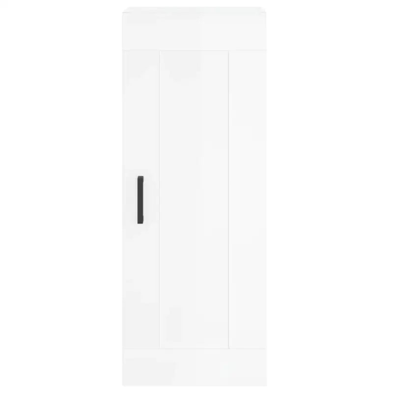 Wandgemonteerde dressoir bewerkt hout hoogglans wit elegante uitstraling - Dressoirs & buffetkasten