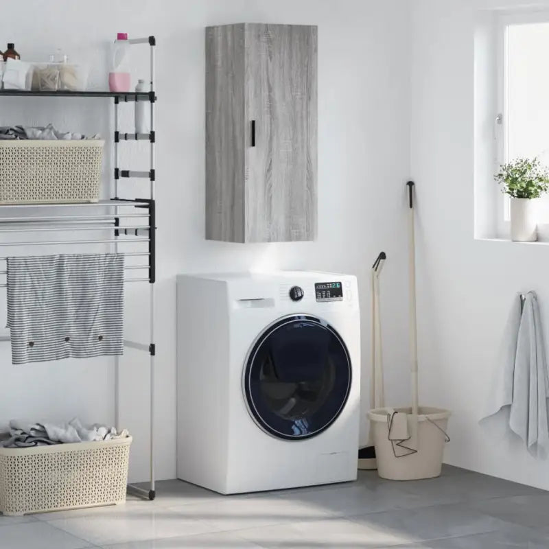 Wandgemonteerde dressoir met elegant bewerkt hout Design - Grijs sonoma / 1 - Dressoirs & buffetkasten