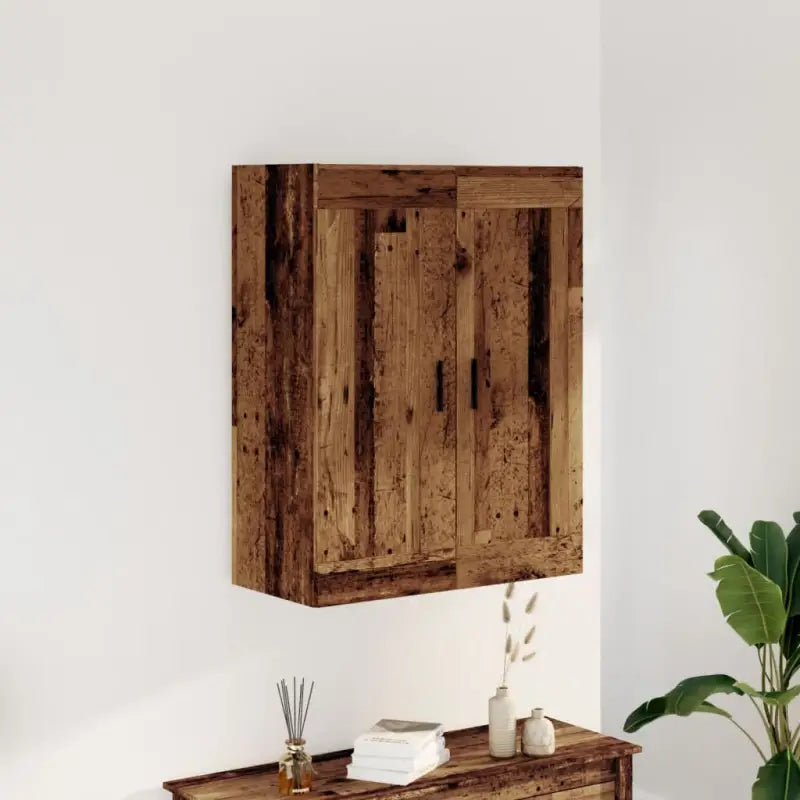 Wandgemonteerde kast van bewerkt hout met elegant ontwerp - Oud hout / 1 - Dressoirs & buffetkasten