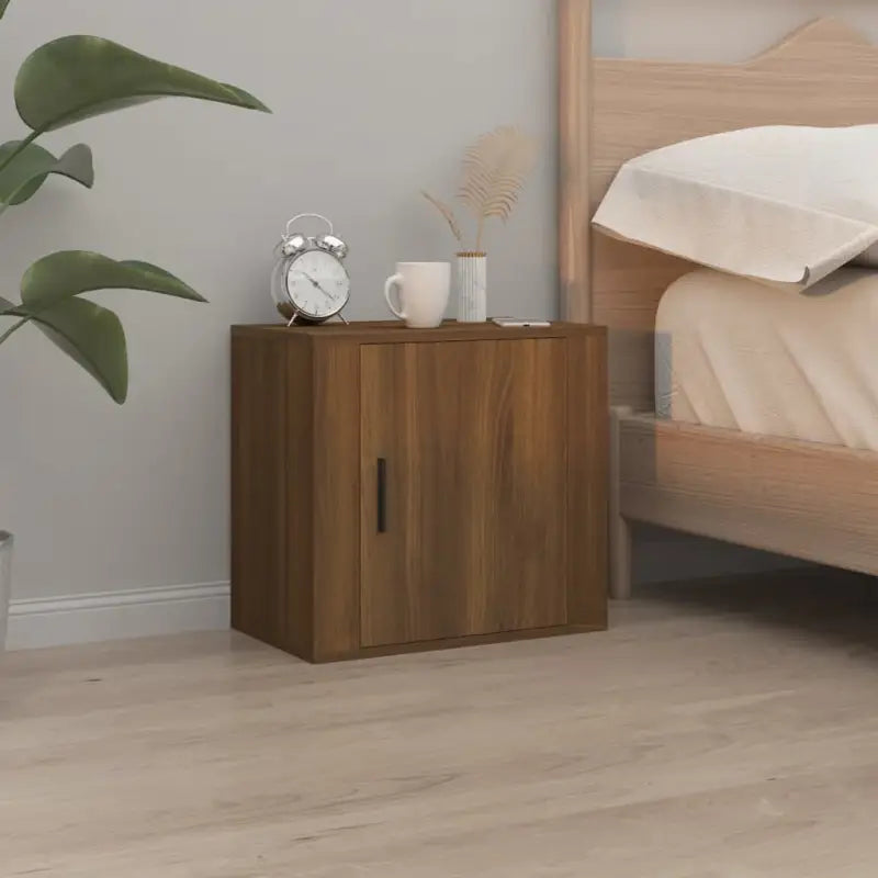 Wandgemonteerde nachtkastje met elegant en duurzaam ontwerp - bruin eikenkleur / 1 - Nachtkastjes