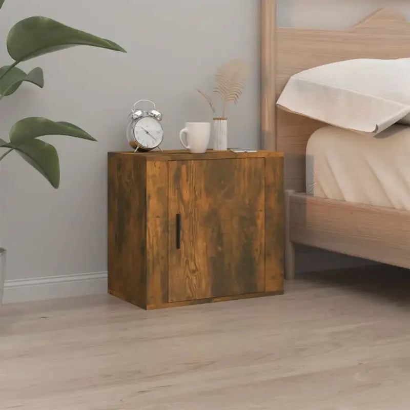 Wandgemonteerde nachtkastje met elegant en duurzaam ontwerp - Gerookt eiken / 1 - Nachtkastjes