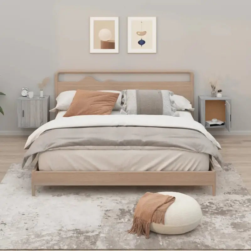 Wandgemonteerde nachtkastje met elegant en duurzaam ontwerp - Grijs sonoma / 2 - Nachtkastjes