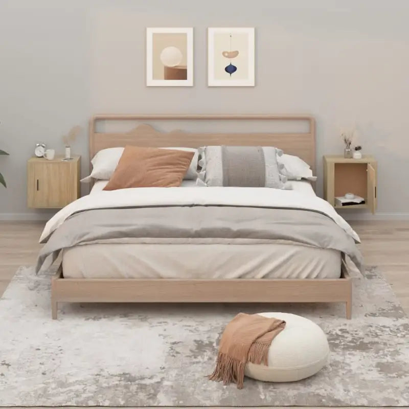 Wandgemonteerde nachtkastje met elegant en duurzaam ontwerp - Sonoma eiken / 2 - Nachtkastjes