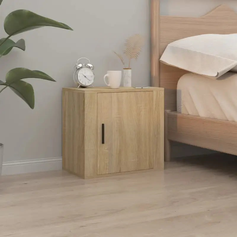 Wandgemonteerde nachtkastje met elegant en duurzaam ontwerp - Sonoma eiken / 1 - Nachtkastjes