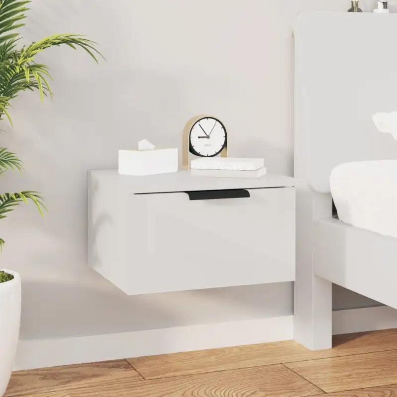 Wandgemonteerde nachtkastjes met stabiel blad en elegant ontwerp - Hoogglans wit / 1 - Nachtkastjes
