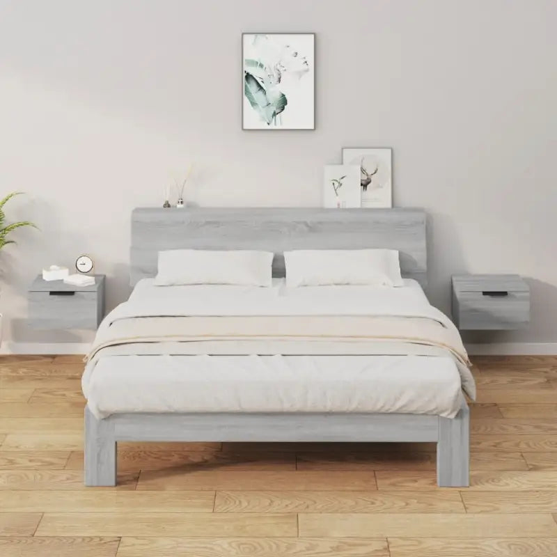 Wandgemonteerde nachtkastjes met stabiel blad en elegant ontwerp - Grijs sonoma / 2 - Nachtkastjes
