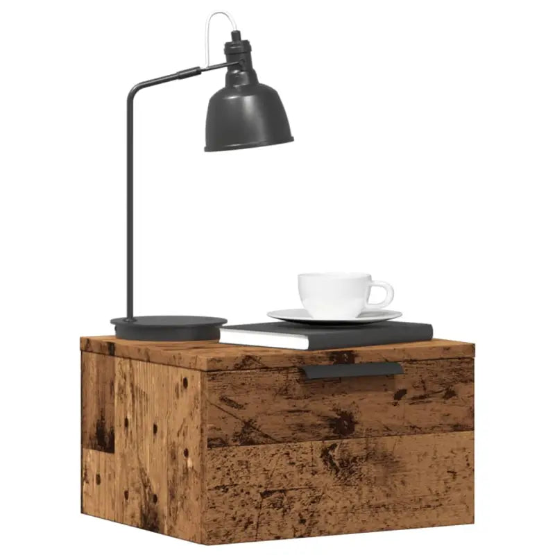 Wandgemonteerde nachtkastjes met stabiel blad en elegant ontwerp - Oud hout / 2 - Nachtkastjes