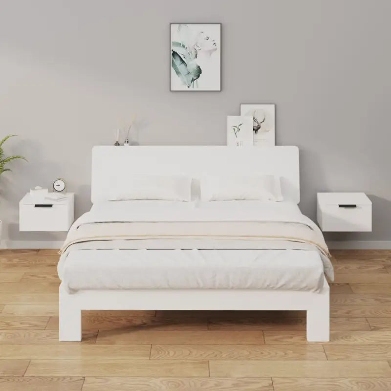 Wandgemonteerde nachtkastjes met stabiel blad en elegant ontwerp - Wit / 2 - Nachtkastjes