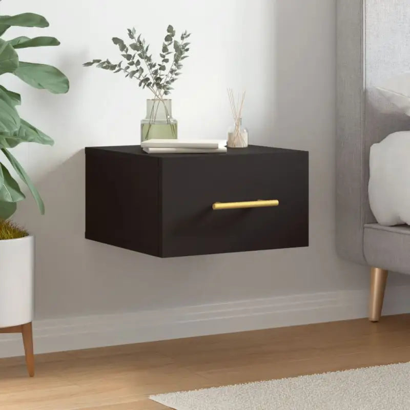 Wandgemonteerde opbergkasten van bewerkt hout voor je interieur - Zwart / 1 - Opbergkasten & lockerkasten