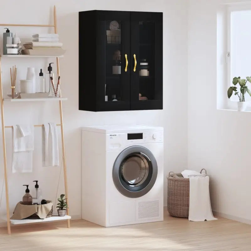 Wandkast in bewerkt hout met elegant en duurzaam ontwerp - Zwart / 1 - Dressoirs & buffetkasten
