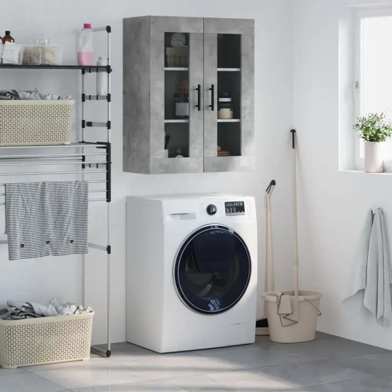 Wandkast met elegant ontwerp van bewerkt hout voor jouw interieur - Betongrijs / 1 - Dressoirs & buffetkasten