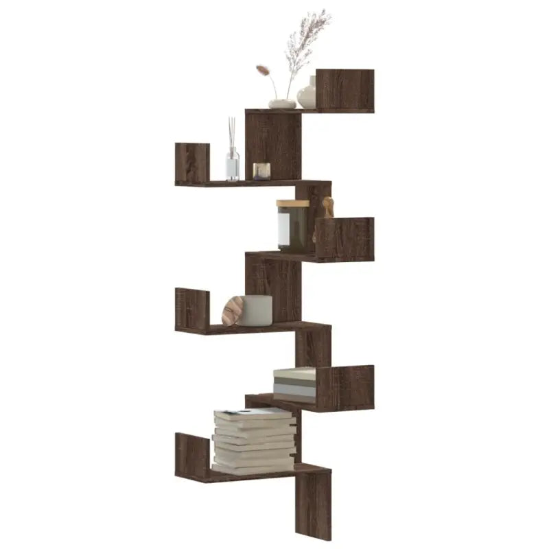Wandplank van bewerkt hout met gemakkelijk schoon design - bruin eikenkleur / 1 - Wandplanken