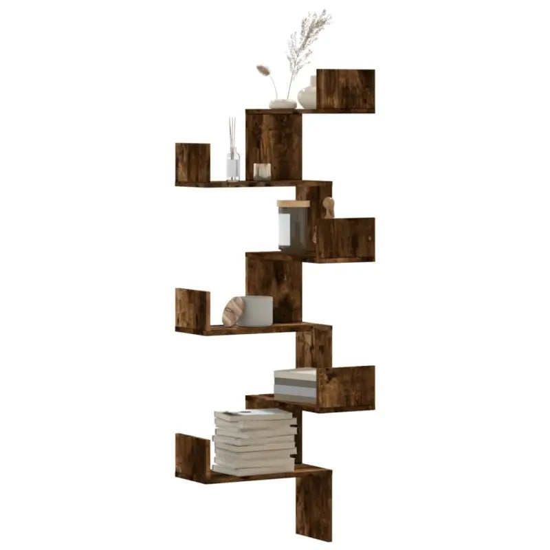 Wandplank van bewerkt hout met gemakkelijk schoon design - Gerookt eiken / 1 - Wandplanken