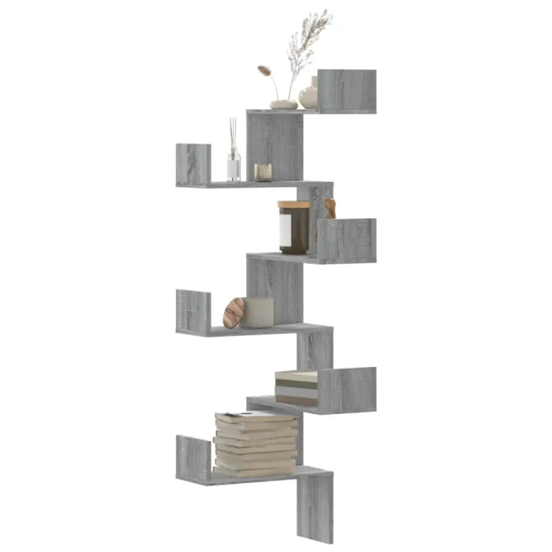 Wandplank van bewerkt hout met gemakkelijk schoon design - Grijs sonoma / 1 - Wandplanken